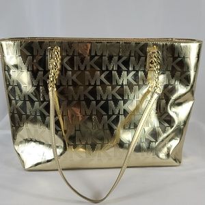 Gold Embossed Water Repellent Monogram Tote